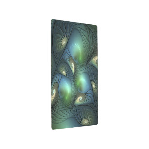Spirals Teal Beige Green Abstract Fractal Art