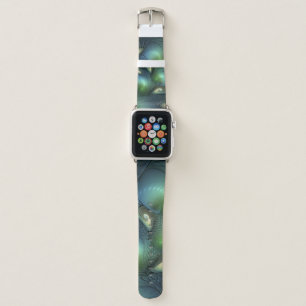 Spirals Teal Beige Green Abstract Fractal Art Apple Watch Band