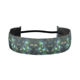 Spirals Teal Beige Green Abstract Fractal Art Athletic Headband