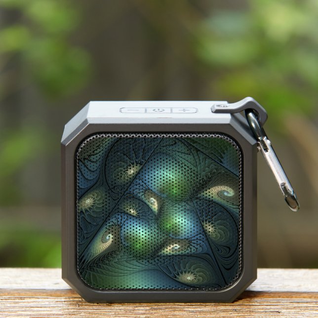 Spirals Teal Beige Green Abstract Fractal Art Bluetooth Speaker (Insitu(Outdoor))