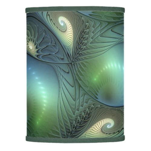 Spirals Teal Beige Green Abstract Fractal Art Lamp Shade