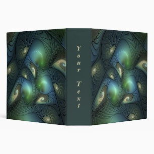 Spirals Teal Beige Green Abstract Fractal Art Text 3 Ring Binder
