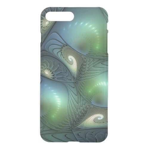 Spirals Teal Beige Green Abstract Fractal Art iPhone 8 Plus7 Plus Case