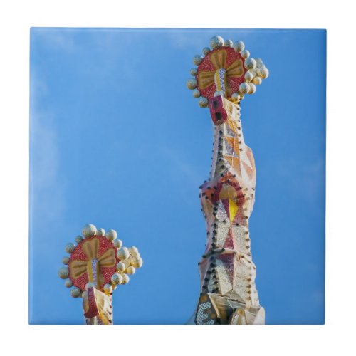 Spires of La Sagrada Familia in Barcelona Spain Ceramic Tile