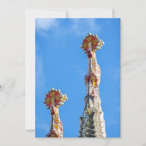 Spires of La Sagrada Familia in Barcelona Spain Invitation