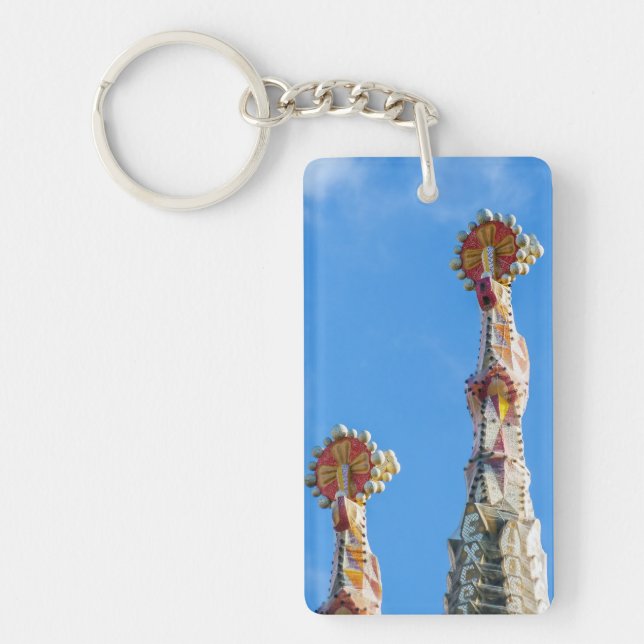 Spires of La Sagrada Familia in Barcelona, Spain Keychain (Front)