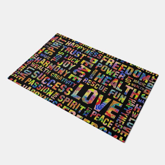 Spirit Affirmations of life - Flower Power Doormat (Angled)