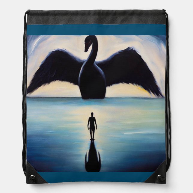 Spirit Animal Black Swan 1 Drawstring Bag (Front)