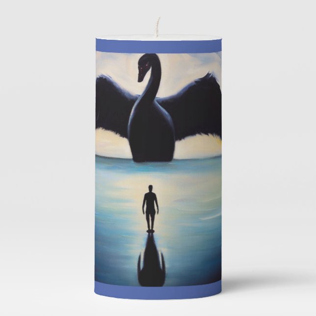 Spirit Animal Black Swan 1 Pillar Candle (Front)