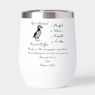 Spirit Animal Horned Puffin Standing Cartoon Mason Thermal Wine Tumbler