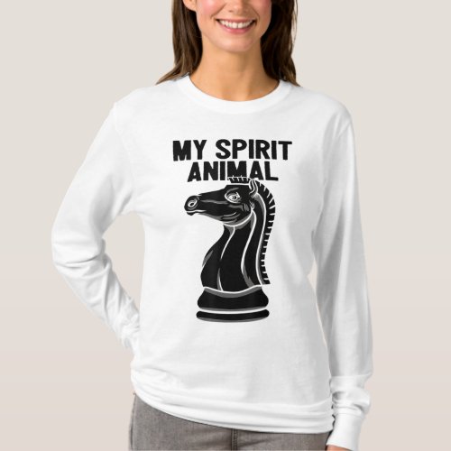 Spirit Animal Horse Funny Chess Player Knight Ches T_Shirt