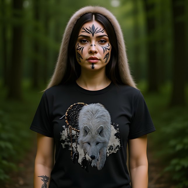 Spirit Animal White Wolf with Dreamcatcher T-Shirt (Creator Uploaded)