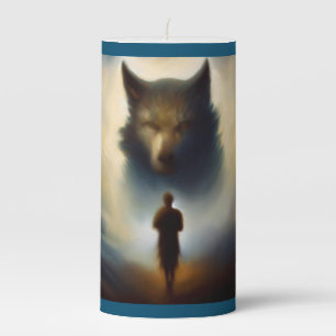Spirit Animal Wolf 2 Pillar Candle