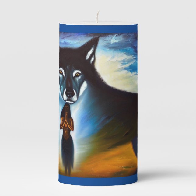 Spirit Animal Wolf 4 Pillar Candle (Front)