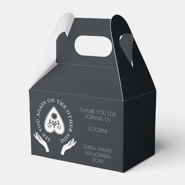 Spirit Board Celestial Black & White Halloween Fav Favor Boxes (Front Side)