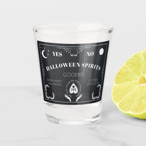 Spirit Board Celestial Black  White Halloween Shot Glass