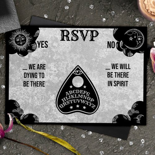 Spirit Board Gothic or Halloween Wedding RSVP Note Card