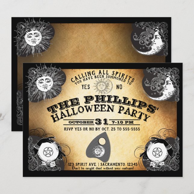Spirit Board Halloween Spirits Haunting Party Invitation (Front/Back)