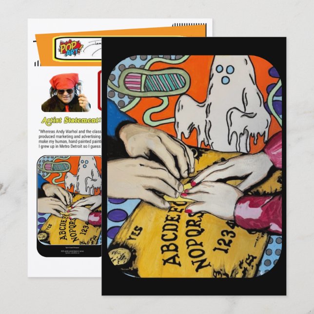 ‘Spirit Board Whispers’ Painting on a Small-Scale  Invitation (Front/Back)