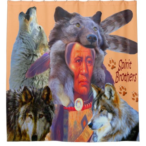 Spirit Brothers Native American Shower Curtain