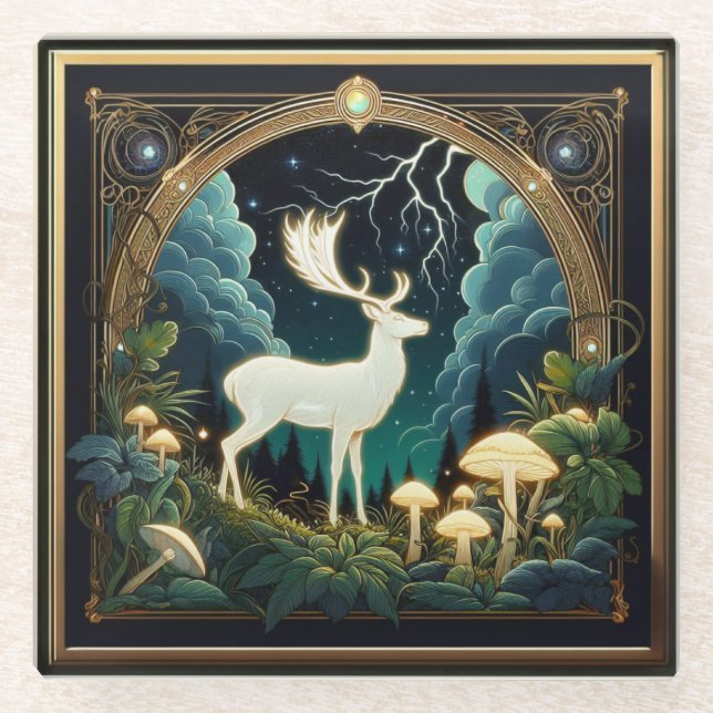 Spirit Deer Glass Coaster (Front)