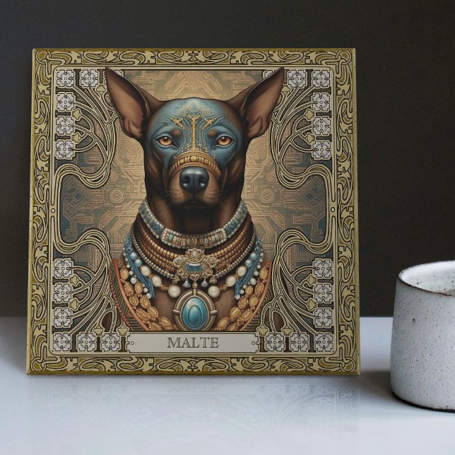 Spirit Dog Guardian | Personalized Tribal Ceramic Tile (Creator Uploaded)