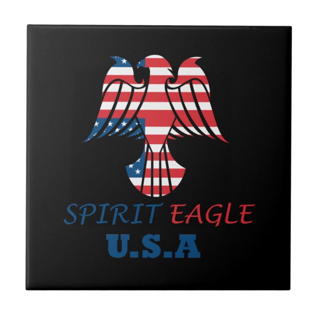 Spirit eagle USA flag Ceramic Tile (Front)