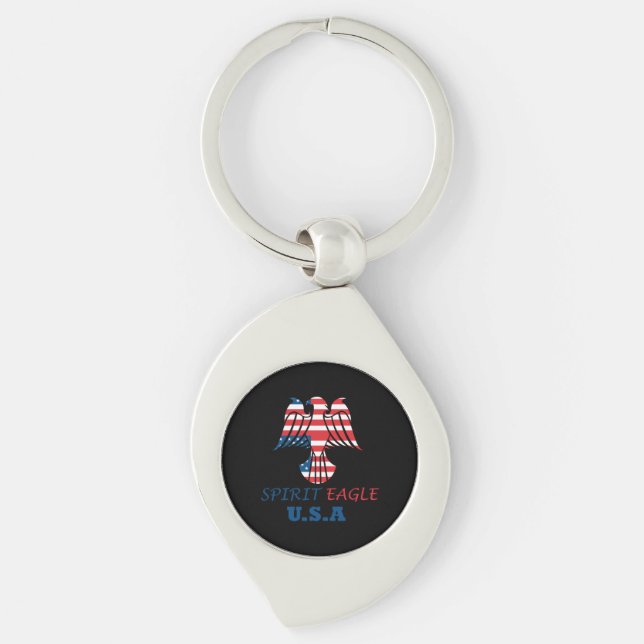 Spirit eagle USA flag Keychain (Front)