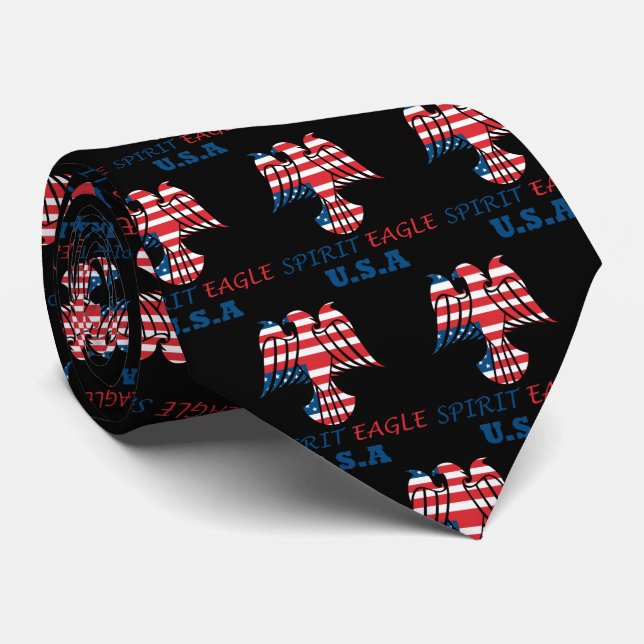 Spirit eagle USA flag Neck Tie (Rolled)