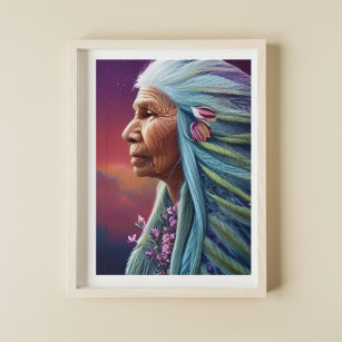 Spirit Elder Native American Fantasy Digital Art Poster
