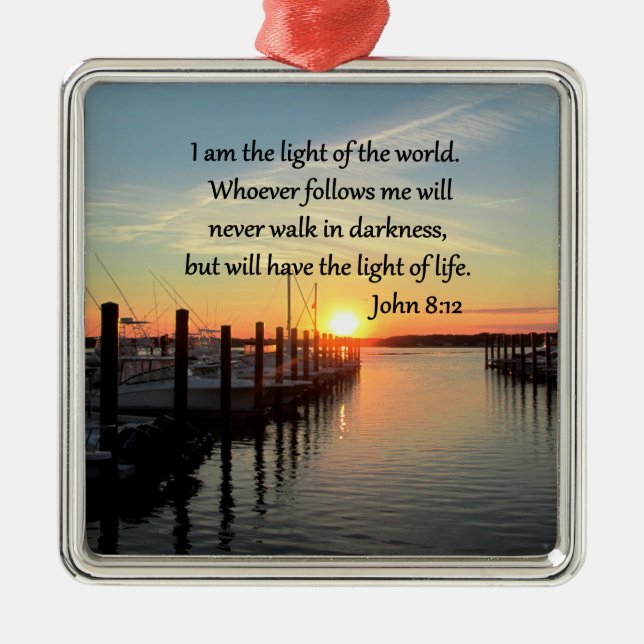 SPIRIT FILLED JOHN 8;12 SCRIPTURE DESIGN METAL ORNAMENT (Front)