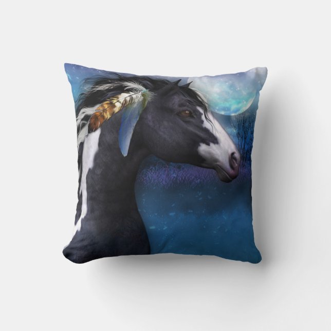 Spirit Horse Equine Pillow, fantasy art Throw Pillow (Front)