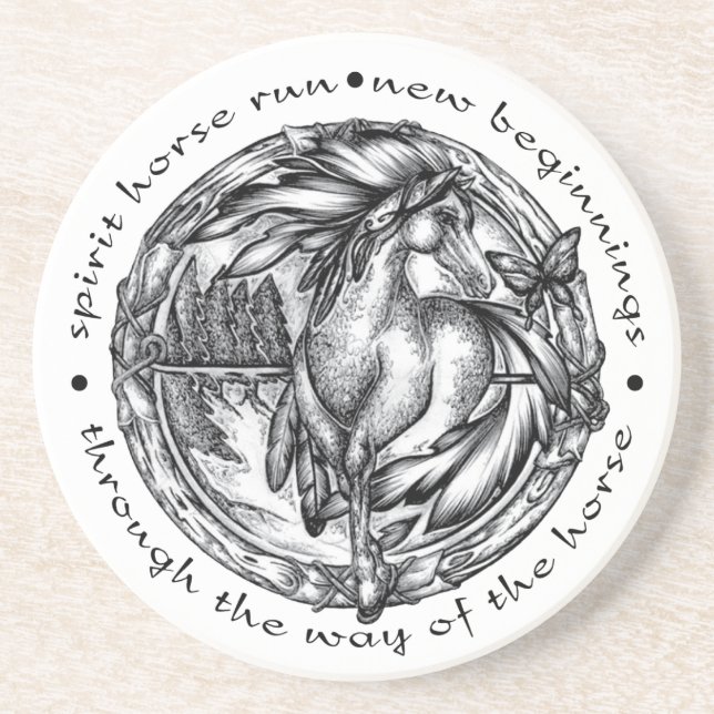 Spirit Horse Run Sandstone Coaster (Front)
