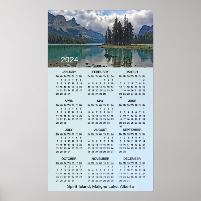 Spirit Island, Alberta 2024 Wall Poster Calendar