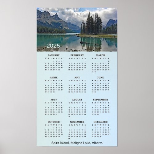 Spirit Island Alberta 2025 Wall Poster Calendar