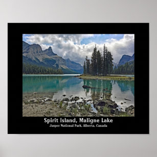 Spirit Island Maligne Lake Landscape Design Poster