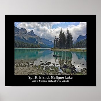 Spirit Island Maligne Lake Landscape Design Poster by SjasisDesignSpace at Zazzle