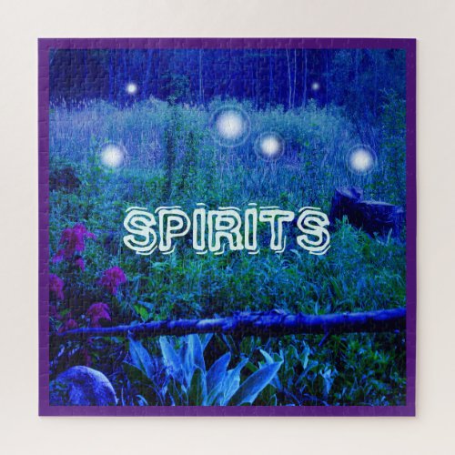 Spirit Lights Orbs Blue Night Marsh Meadow Jigsaw Puzzle