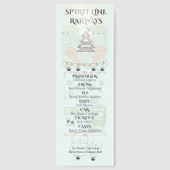 Spirit Line Ticket Bookmark – Spirited Away-Inspir (Front)