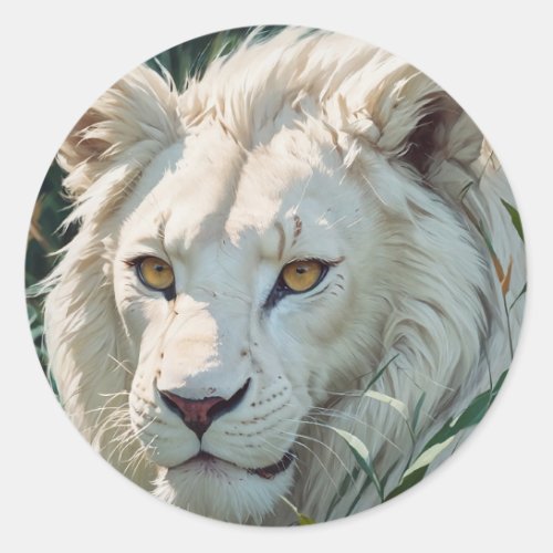 Spirit Lion _ Rare White Lion Classic Round Sticker