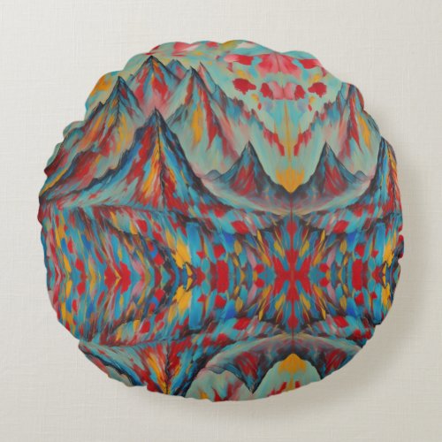 Spirit Mountains Round Pillow