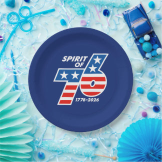 Spirit of 76 - America's 250th Birthday 1776-2026 Paper Plates