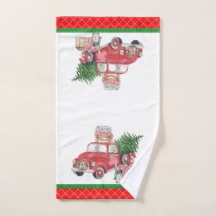 Spirit of a Country Christmas Old Truck Tree Bath  Hand Towel