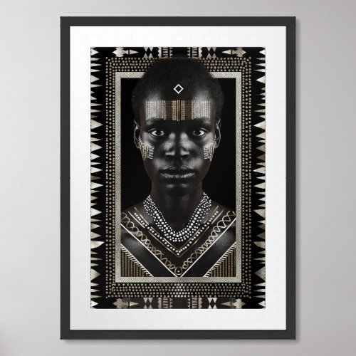 Spirit of Africa Elegant Tribal Face Painting Framed Art