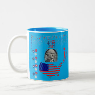 Spirit of American independence azure Two-Tone Coffee Mug