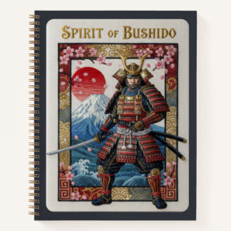 Spirit of Bushido Embroidered Samurai & Mount Fuji Notebook