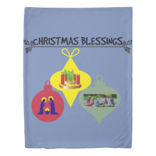 Spirit of Christmas Trio of Religious Ornaments Duvet Cover