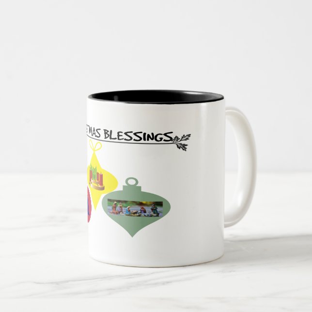 Spirit of Christmas Trio of Religious Ornaments Two-Tone Coffee Mug (Front Right)