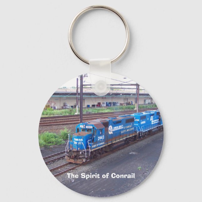Spirit of Conrail - GP38 - PRR #2943 in Blue Paint Keychain (Front)