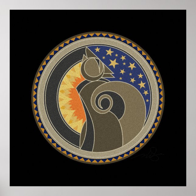 Spirit Of Coyote black background Poster (Front)